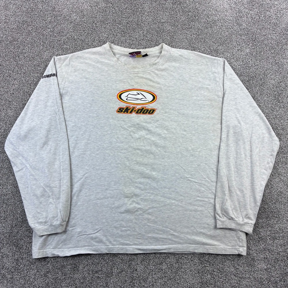 Vintage Ski-Doo Shirt Mens 2XL Gray Snowmobile Long Sleeve Bombardier Racing